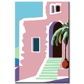 Painting by Numbers Minimalism Art Pink House with Stairs